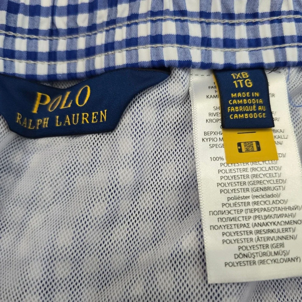 Polo Ralph Lauren Men's Swim Trunks Blue Gingham Size‎ 1XB MSRP $95